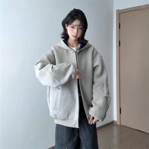 抖音得物高品质二开 26春装美式重磅宽松结构双面连帽卫衣外套W68图片