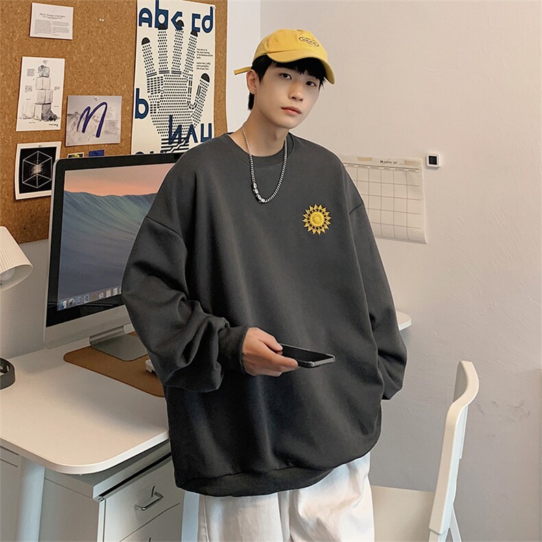 春款港风圆领卫衣男落肩打底衫潮流百搭上衣外套Y009P28,男装卫衣,星座1204-3