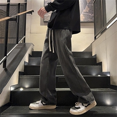 秋冬季垂感阔腿长裤牛仔裤男款美式复古潮牌休闲直筒裤K7563-P42，男装牛仔裤，星座512-3