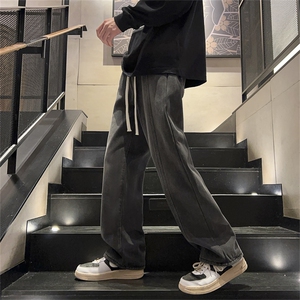 秋冬季垂感阔腿长裤牛仔裤男款美式复古潮牌休闲直筒裤 K7563-P42图片