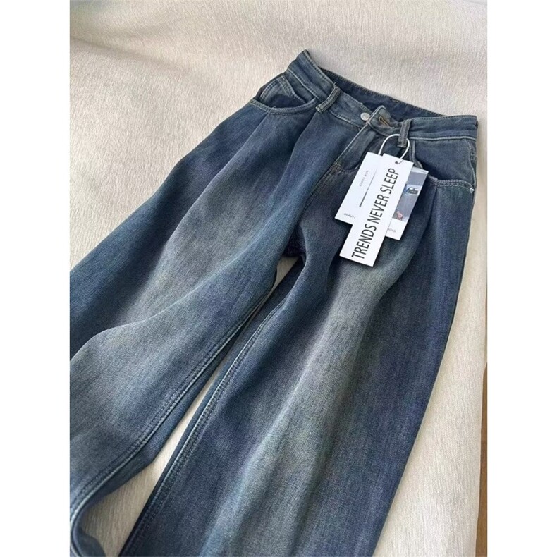 秋冬美式复古大码胖mm显瘦高腰加厚牛仔裤女LY7266-P42加绒48,男装牛仔裤,星座1008