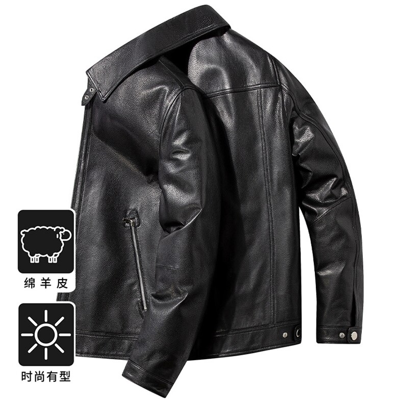 F86599绵羊皮精品男士休闲夹克皮衣高端男装，男装皮衣，钱塘207-1