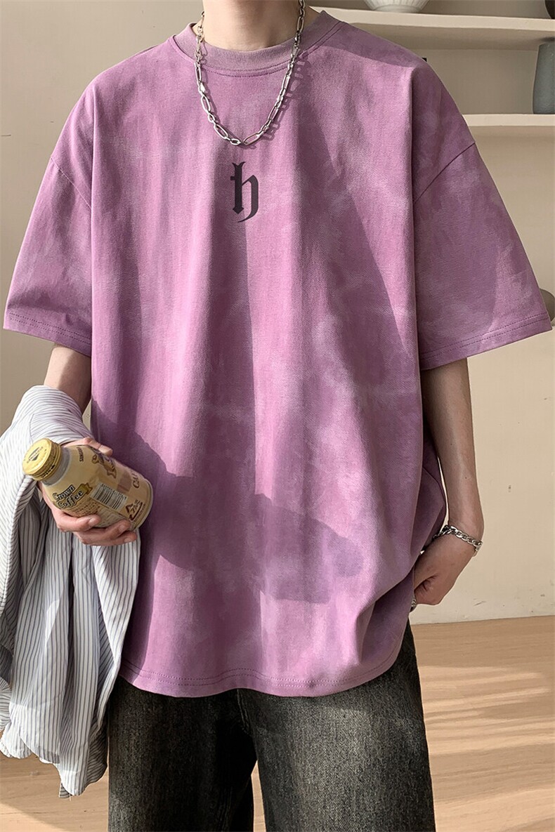 图案已注册夏季复古休闲短袖T恤男潮宽松小众半袖打底衫D010/P35,男装T恤,电商B209