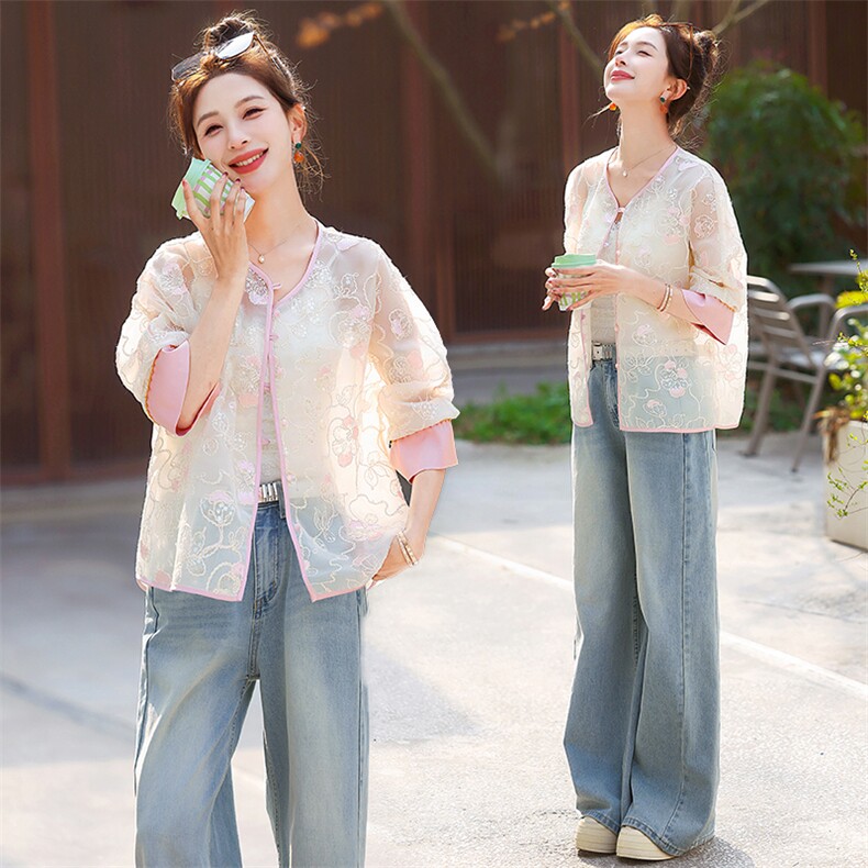 新中式精致刺绣薄款外套女2026春季新款高级感洋气减龄轻G风，女装短外套，奕薇雅