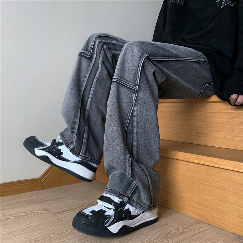 美式牛仔裤男款春季水洗长裤潮牌高街宽松直筒A061-W9974-P65控88，男装牛仔裤，电商A061-1