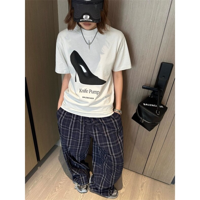 复古格子阔腿裤女2025年秋季新款高腰显瘦宽松垂坠感直筒长裤子,男装休闲裤,四季星座505