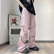 休闲裤男韩版潮流褶皱个性2024秋季ins裤脚开衩长裤K5106-P30，男装休闲裤，星座412-2