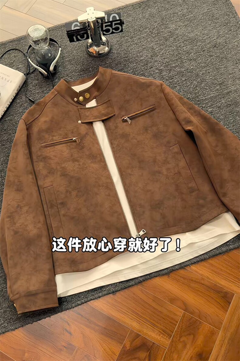 2026春季新款港风切片大码高街皮夹克M-5XHJ26130-特P59,男装夹克,电商A022