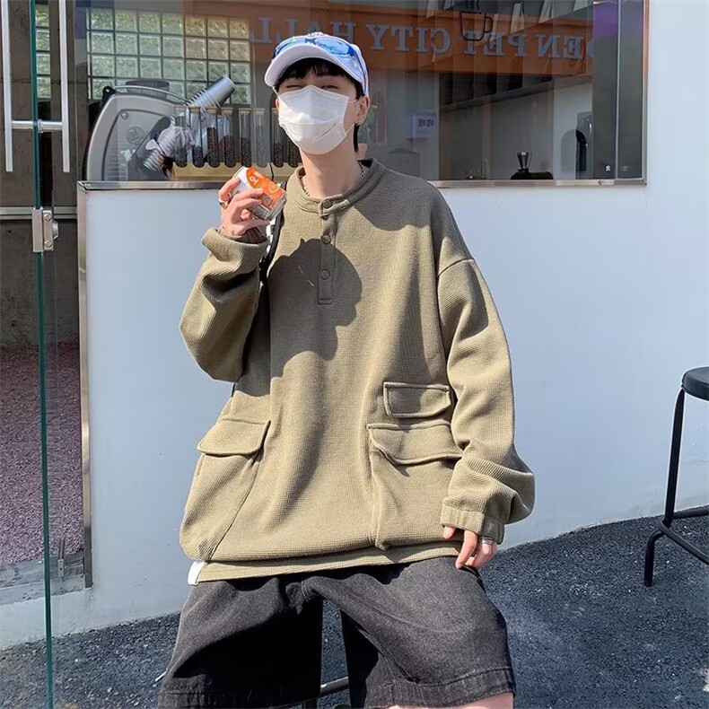 春秋季美式复古宽松套头衫外套潮流半开领百搭卫衣男W4964-P38,男装卫衣,星座512-2