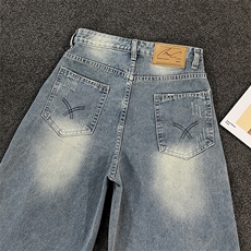 美式夏季做旧水洗破洞牛仔短男痞帅休闲宽松五分裤潮DK008-P48，男装牛仔裤，星座308B-1