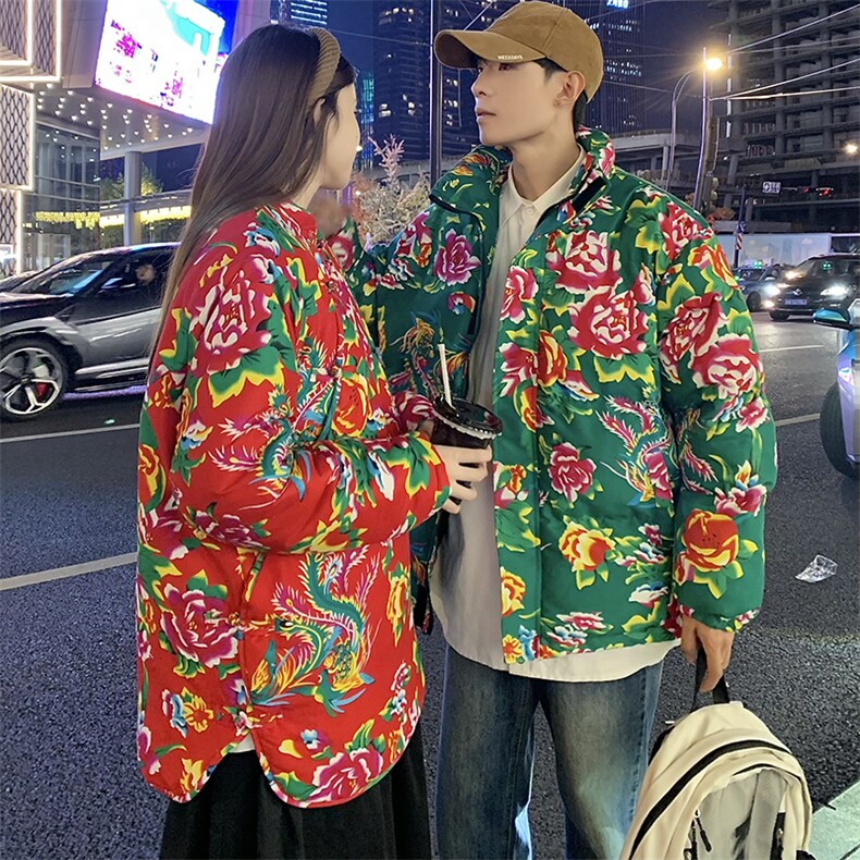 902情侣组合装棉衣外套保暖防寒男女东北大花袄风汉服团队服,男装棉衣,星座115A(原星座507）