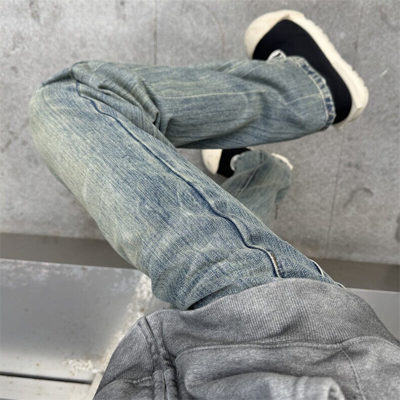 611-3BK8027特价P50美式复古水洗百搭3宽松直筒微喇牛仔裤,男装牛仔裤,星座1218（原611-3）