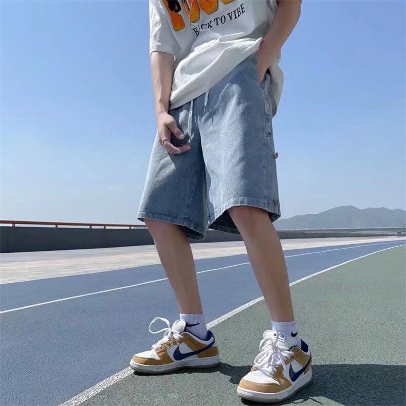 牛仔短裤男夏季薄款排扣潮牌ins潮流百搭外穿E210P35,男装牛仔裤,星座1116-2