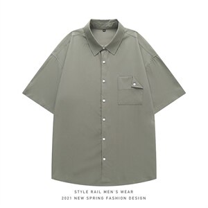 2021年夏季新款纯色衬衫男白底平铺短袖衬衫DS-C407-CS302-P35