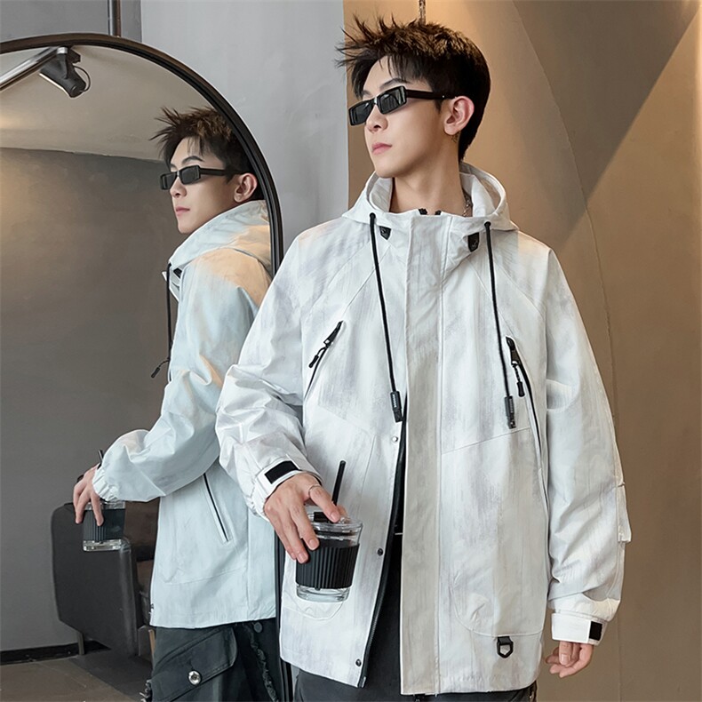 300斤可穿2025秋季新款重磅连帽废土风冲锋衣夹克外套男加肥大码,男装夹克,钱塘717(原712)