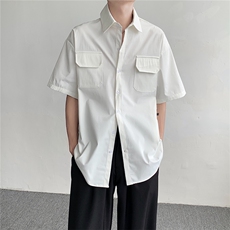 新品现货夏季百搭男士短袖衬衫日系工装休闲衬衣，男装T恤，星座510-1