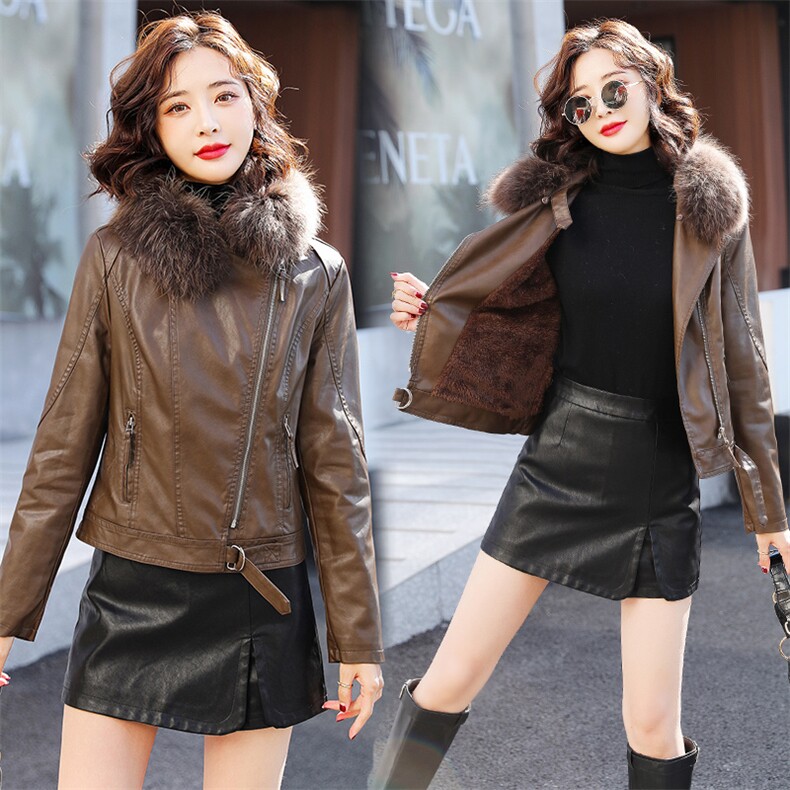 BAO海宁皮衣女2025年冬季新款小个子皮毛一体女士皮夹克外套加绒，女装皮衣，潮流依族