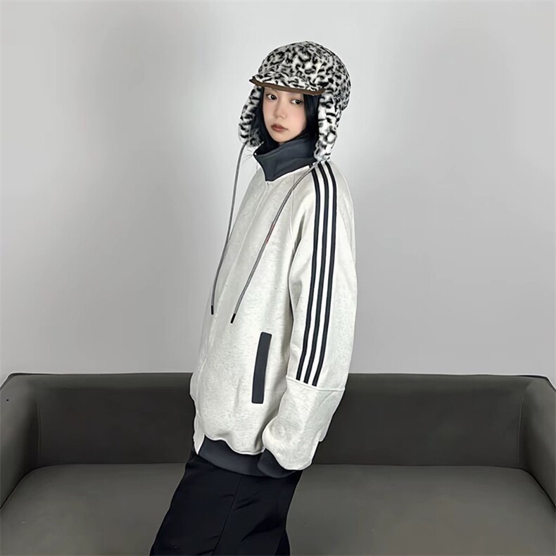 抖音得物高品质美式高街重磅结构设计拼接织带立领卫衣外套CM42,男装卫衣,电商A486