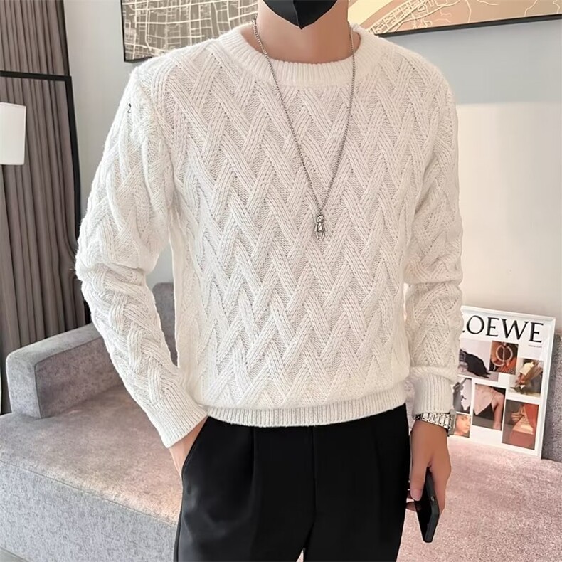 圆领毛衣男生宽松潮流慵懒风毛衫线衣菱形个性时尚打底针织衫S601,男装针织衫/毛衣,星座1116A-2（原606A-1）