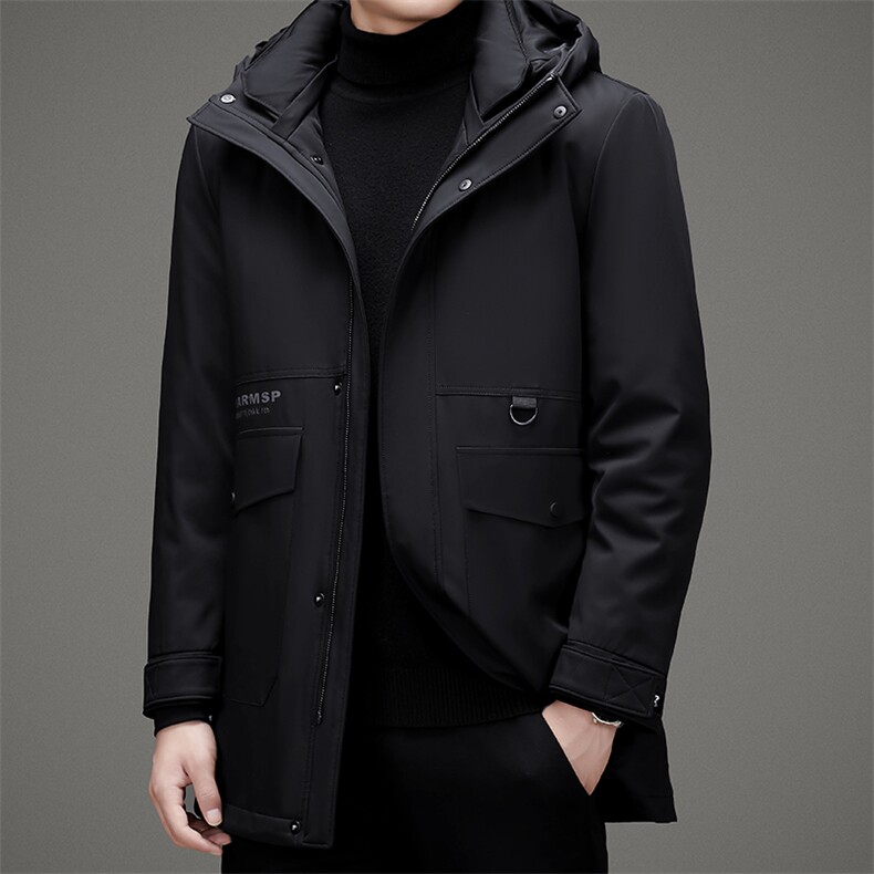 108111冬季精品貂绒内胆羽绒服加厚保暖休闲中长款连帽灰鸭绒,男装羽绒服,钱塘207-1
