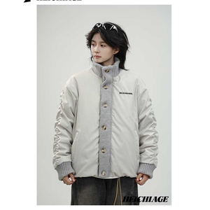 现货 美式宽松拼接立领棉服男M174/P100图片
