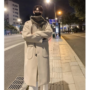 秋冬中长款毛呢大衣男韩系高级感英伦风衣外套812-F635-P128控158图片