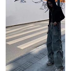 阔腿牛仔裤男女春秋季直筒宽松小众设计感小个子复古N1125，男装牛仔裤，星座1116A（原606A-3）