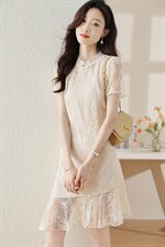 新中式蕾丝改良旗袍连衣裙女夏天小个子2024新款小香风气质鱼尾裙，商品下架区，韩然一族