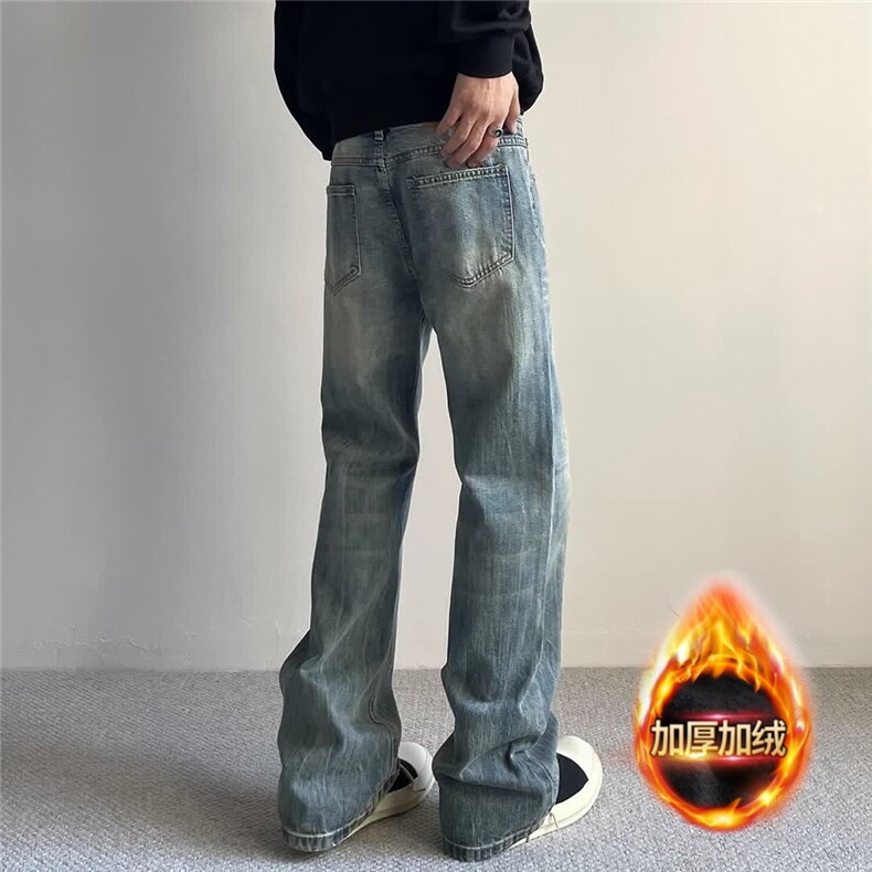网图加绒闪电纹牛仔男美式cleanfit裤子NZKG603-特P常规48加绒60,男装卫衣,星座1007（原301D）