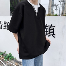 高品质夏款男假两件T恤衫V领短袖韩版打底纯棉T恤T028P38，男装T恤，星座1013-1