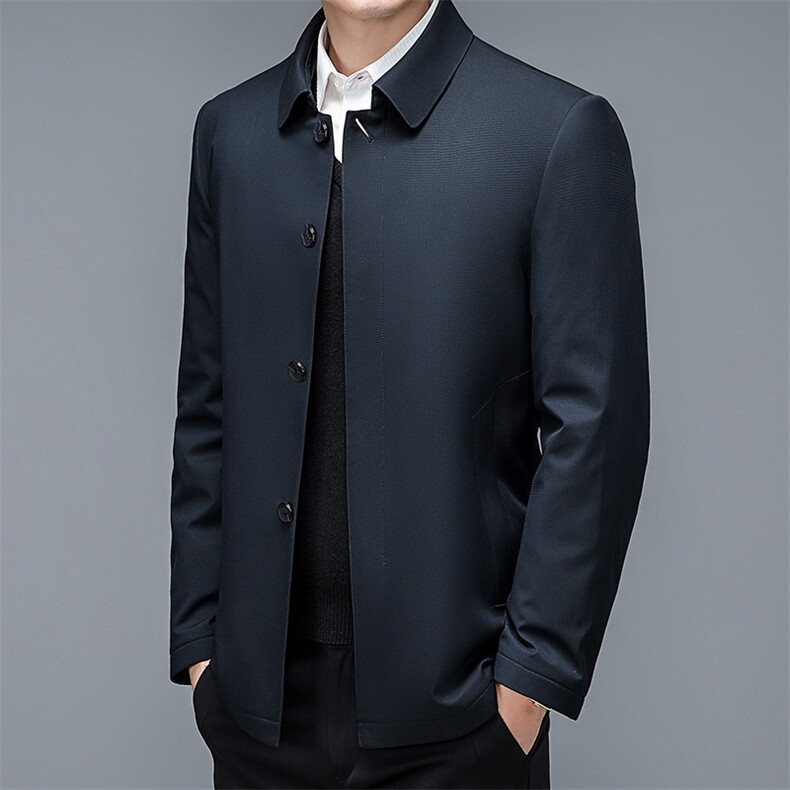 冬季新款翻领纯色羽绒服中青年男士休闲白鸭绒厚款保暖男装外套,男装羽绒服,电商B212（原钱塘6029）