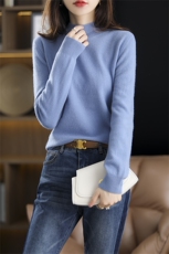 毛衣女2025秋冬季新款经典半高小圆领内搭打底衫宽松长袖精衫，女装针织衫/毛衣，佑烨羊绒