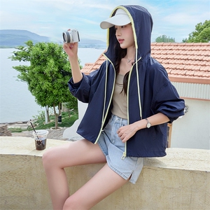 黄色撞色防晒衣女夏季新款轻量清爽防紫外线户外开衫防晒服图片