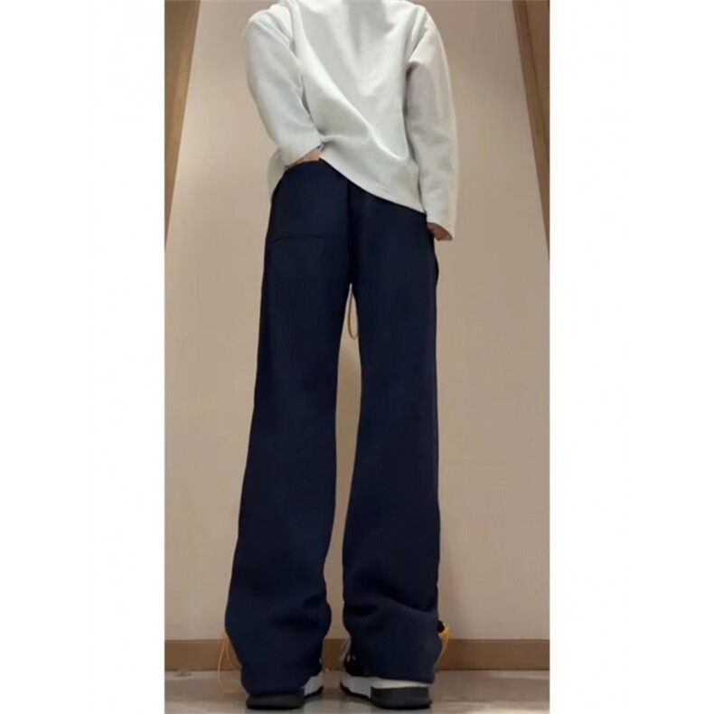 【特价】休闲卫裤男款美式复古运动潮牌宽松高腰直筒裤W309  P37图片