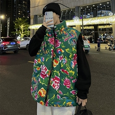M3风东北大花棉马甲外套大码宽松秋冬汉服外衣坎肩背心演出服，女装马甲，星座115A(原星座507）