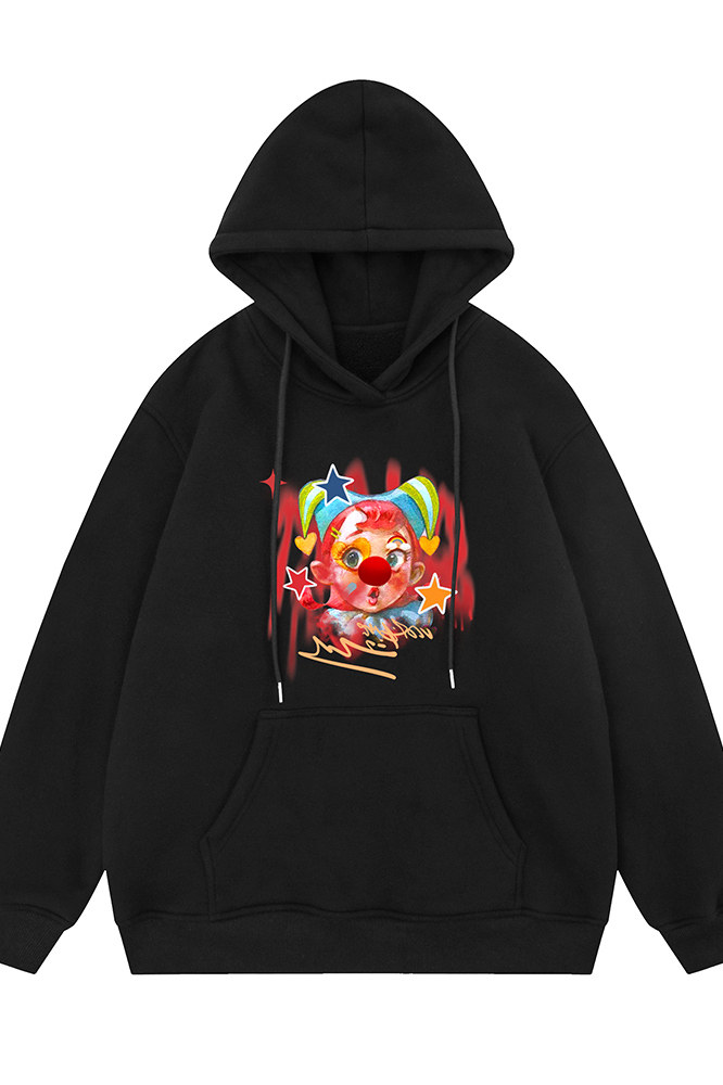 白底秋季时尚百搭宽松字母印花卡通连帽卫衣W622001P40控58,男装卫衣,电商A268-1