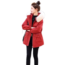 2023新款冬装派克服连帽加厚毛毛外套韩版显瘦大码抽绳棉衣棉服女，女装派克服，奕薇雅