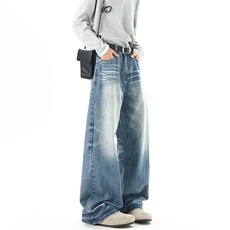 现货03美式高街浅蓝色牛仔男潮牌直筒裤XZ211-1-K2587-P60控88，男装休闲裤，星座211-1