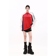 2025美式拼接撞色插肩袖圆领卫衣男女潮牌宽松休闲复古运动球衣，男装卫衣，星座601-1