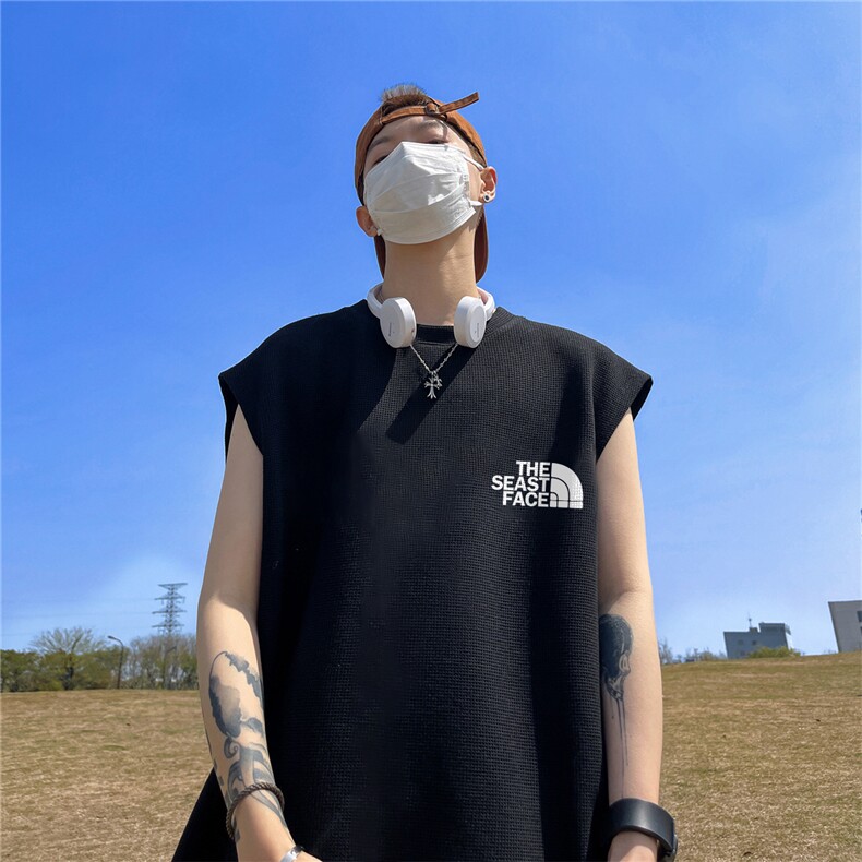 华夫格背心 重磅220克 北面印花HB730-P25控38（抖音不可售）图片