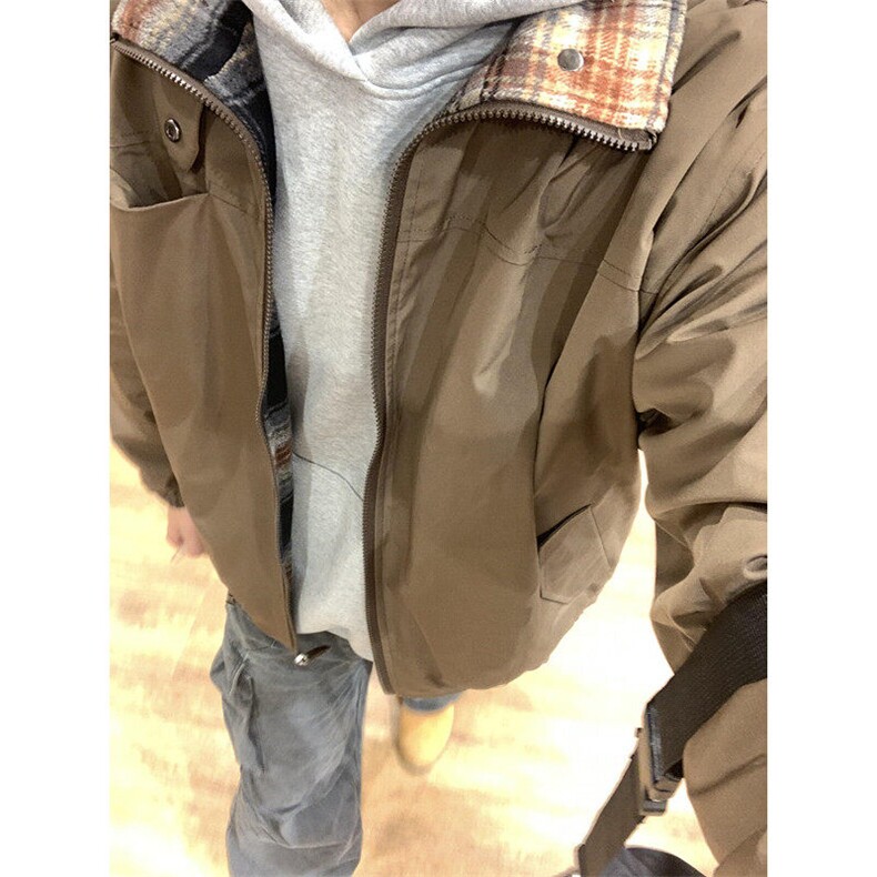 复古格纹棉衣潮牌痞帅棉服双面穿外套男秋冬加厚棉袄JM07,男装夹克,星座1116A（原606A-3）