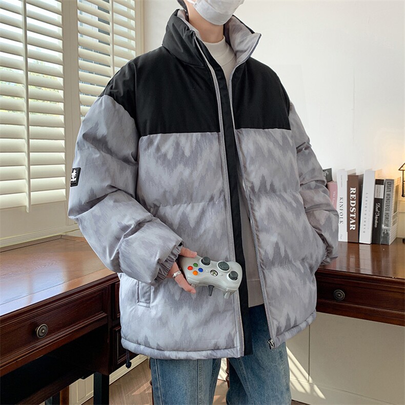 秋冬2024新款立领加厚拼接印花棉衣外套 A436-5902-P98控价138图片