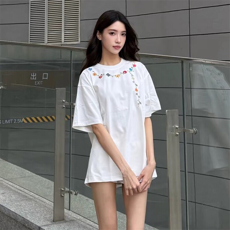 万针全刺绣工艺抖音得物高品质260克重磅纯棉双纱美式高街短袖T恤,男装T恤,电商A486-1