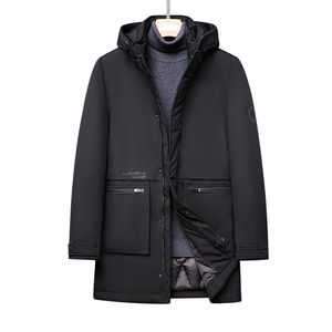 羽绒服男中长款21冬季新款休闲连帽外衣纯色男装外套GR69178-P315图片