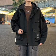 春季新款男士连帽冲锋衣外套款美式休闲工装大口袋夹克JK181-P88，男装夹克，星座308B-2