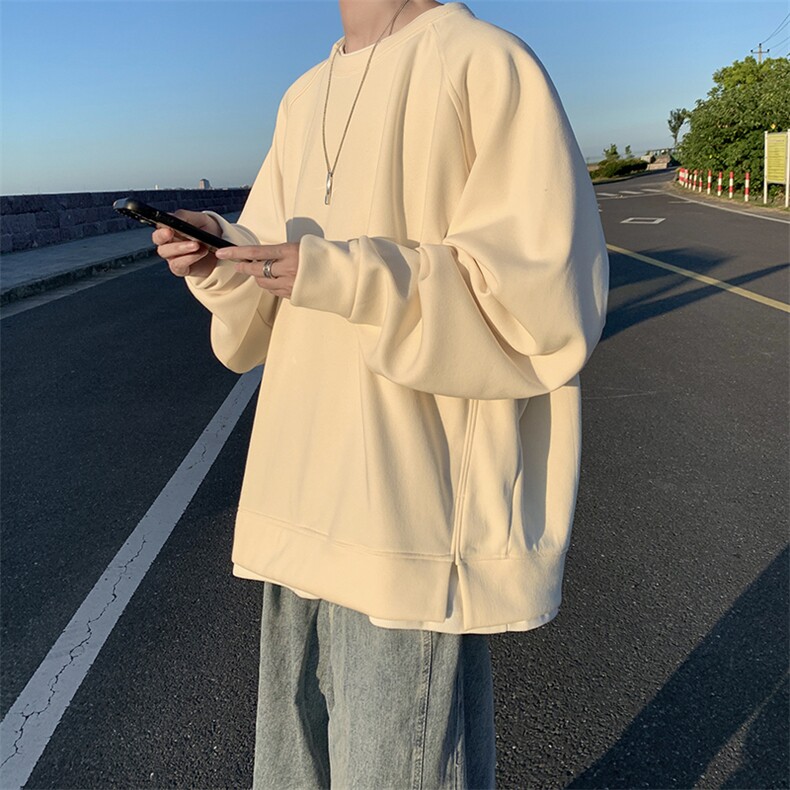 8XL-M假两件卫衣加肥加大码重磅拼接外套圆领套头WY5103P55加绒65图片