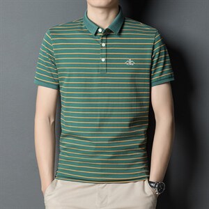 条纹短袖T恤男薄款翻领POLO衫衣服夏季男士休闲百搭刺绣体恤衫潮，男装T恤，电商B212（原钱塘6029）