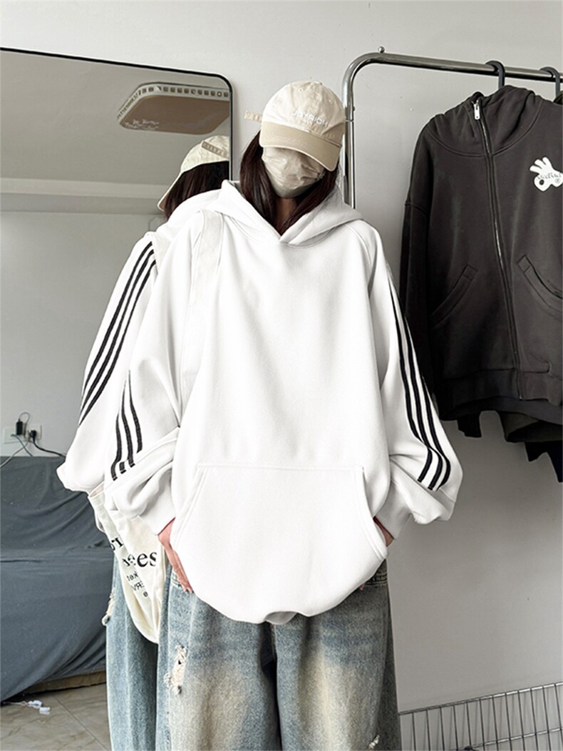 抖音得物高品质重磅全棉二开支持退换360克宽松织带连帽卫衣CM04,男装卫衣,电商A486