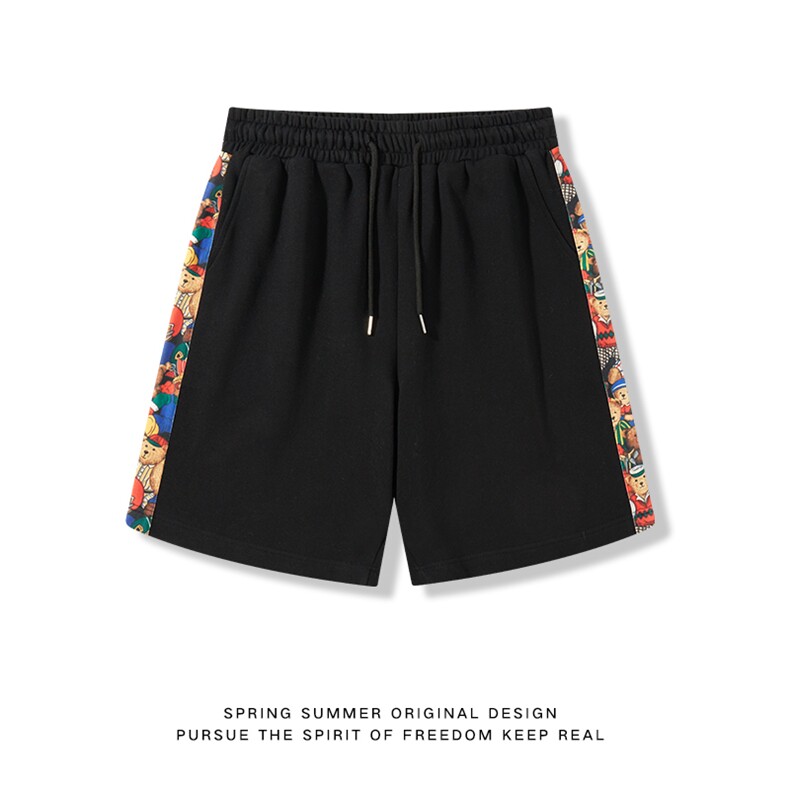2023新款夏季基础百搭色系小熊图案男士短裤DK7867-P43，女装休闲裤，星座717