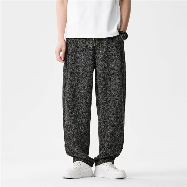 夏季小香风轻奢复古男士麻料微锥卫裤薄款直筒休闲裤GBL00034P50，男装休闲裤，电商A089-1